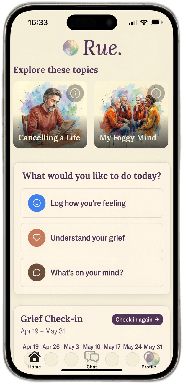 The Rue app on iPhone